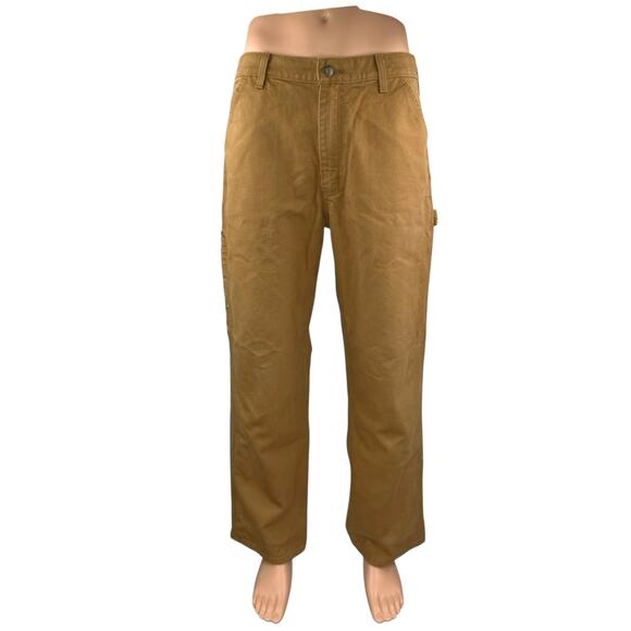 Carhartt B11 Brown Washed Duck Loose Fit Straight Baggy Work Utility Pants 34x30 - Picture 1 of 5